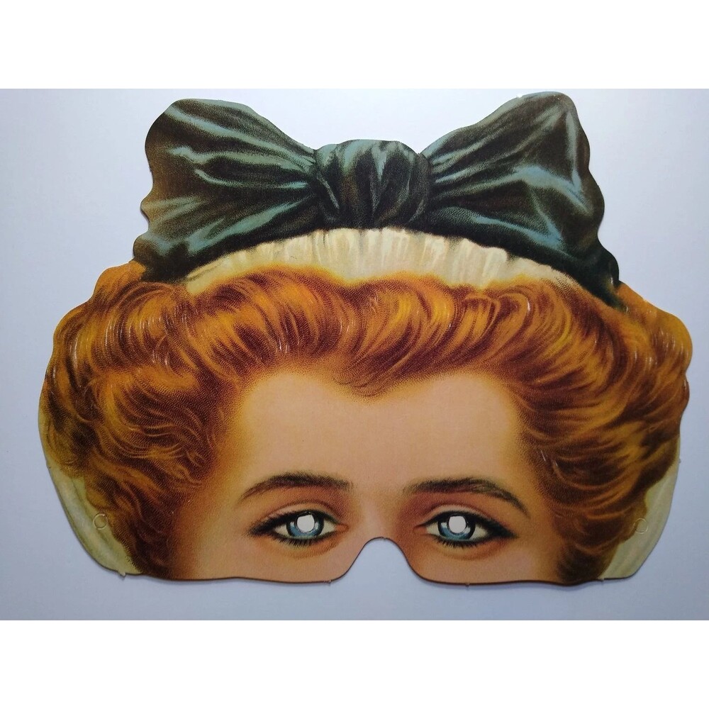 Vintage Victorian Edwardian Lady Paper Eye Mask Bow Hair Costume Accessory